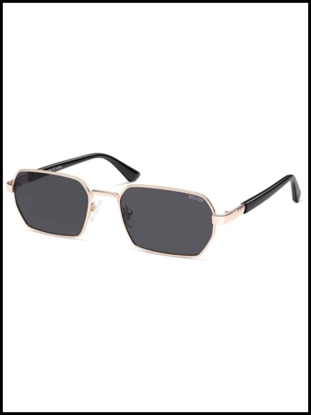 Retro Rectangle Polarized UV400 Sunglasses Full Frame Metal 90s Style